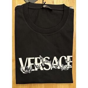 Versace Print Cotton Jersey T-Shirt Black/White 5XL 1014427 NWT